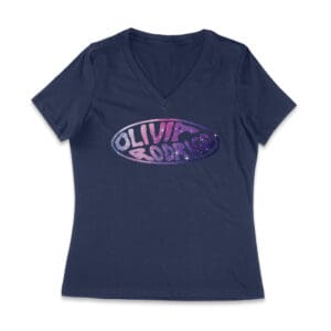 Oval Olivia Rodrigo T-Shirt with Glitter Style Retro Lettering Women Jersey V-Neck