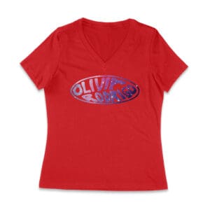 Oval Olivia Rodrigo T-Shirt with Glitter Style Retro Lettering Women Jersey V-Neck