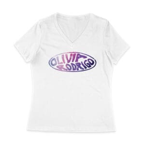 Oval Olivia Rodrigo T-Shirt with Glitter Style Retro Lettering Women Jersey V-Neck