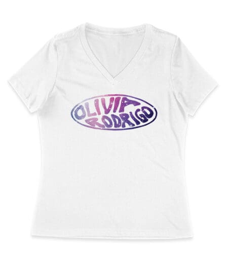 Oval Olivia Rodrigo T-Shirt with Glitter Style Retro Lettering Women Jersey V-Neck