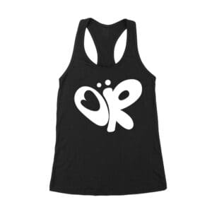 Minimalist OR Logo Olivia Rodrigo T-Shirt in Bold Black Modern Style Women's Racerback Tank Top – Viva Party
