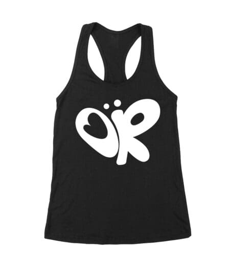 Minimalist OR Logo Olivia Rodrigo T-Shirt in Bold Black Modern Style Women's Racerback Tank Top – Viva Party