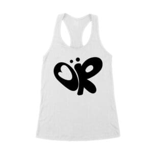 Minimalist OR Logo Olivia Rodrigo T-Shirt in Bold Black Modern Style Women's Racerback Tank Top