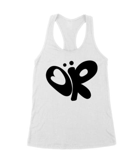 Minimalist OR Logo Olivia Rodrigo T-Shirt in Bold Black Modern Style Women's Racerback Tank Top