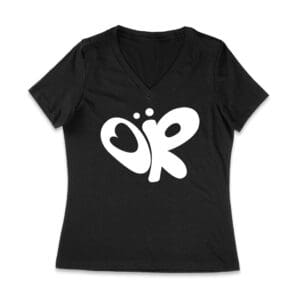 Minimalist OR Logo Olivia Rodrigo T-Shirt in Bold Black Modern Style Women Jersey V-Neck – Viva Party