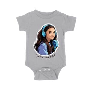 Headphones and Microphone Olivia Rodrigo T-Shirt in Studio Art Style Unisex Baby Jersey