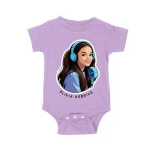 Headphones and Microphone Olivia Rodrigo T-Shirt in Studio Art Style Unisex Baby Jersey