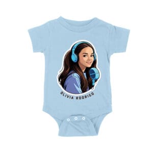 Headphones and Microphone Olivia Rodrigo T-Shirt in Studio Art Style Unisex Baby Jersey