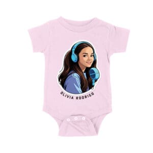 Headphones and Microphone Olivia Rodrigo T-Shirt in Studio Art Style Unisex Baby Jersey