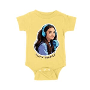 Headphones and Microphone Olivia Rodrigo T-Shirt in Studio Art Style Unisex Baby Jersey