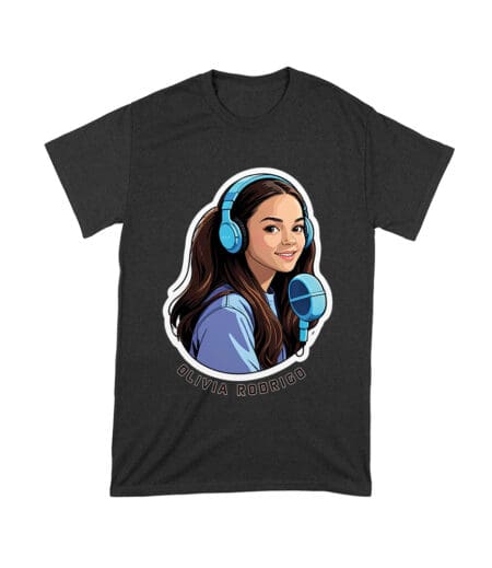 Headphones and Microphone Olivia Rodrigo T-Shirt in Studio Art Style Unisex Toddler – Viva Party