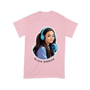 Headphones and Microphone Olivia Rodrigo T-Shirt in Studio Art Style Unisex Toddler