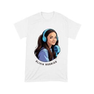 Headphones and Microphone Olivia Rodrigo T-Shirt in Studio Art Style Unisex Toddler