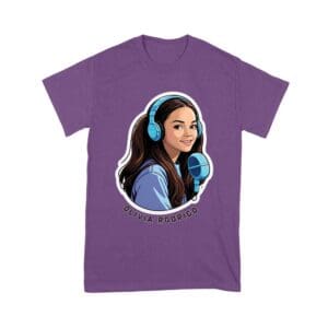Headphones and Microphone Olivia Rodrigo T-Shirt in Studio Art Style Unisex Youth