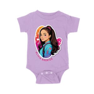 Bright Olivia Rodrigo Cartoon T-Shirt with Ponytail and Music Icons Unisex Baby Jersey