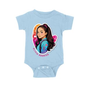 Bright Olivia Rodrigo Cartoon T-Shirt with Ponytail and Music Icons Unisex Baby Jersey