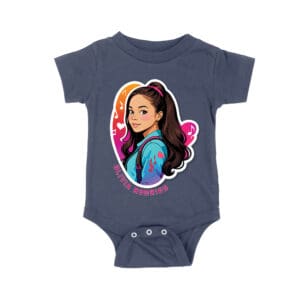 Bright Olivia Rodrigo Cartoon T-Shirt with Ponytail and Music Icons Unisex Baby Jersey