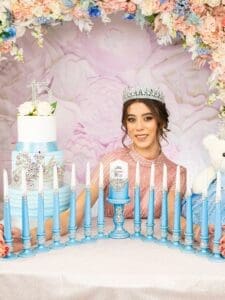 Light blue 15 candle ceremony for quinceanera
