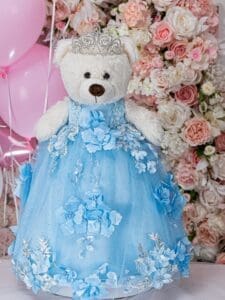 Light blue with flowers Teddy Bear for Quinceanera - Image 2
