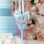 Light blue with butterflies 1 quinceanera champagne glass