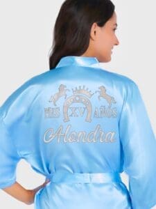 Light blue with Silver robe for quinceanera - Image 2