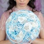 Light Blue Butterfly Quinceanera bouquet 9 inches