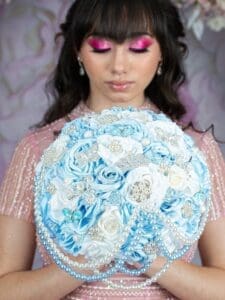 Light blue with flowers Teddy Bear for Quinceanera - Image 11