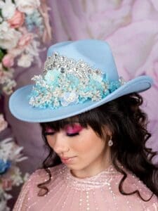 Light Blue Quinceanera Tejana Hat - Image 2