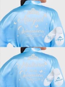 2 Batas y zapatillas Quinceanera Light Blue with Silver - Image 5