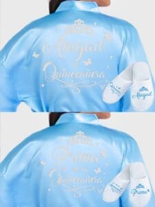 2 Batas y zapatillas Quinceanera Light Blue with Silver - Image 6