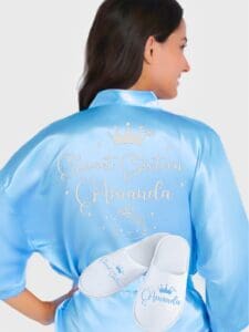 Sweet 16 Light Blue with Silver robe with slippers - Image 3