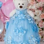 Light blue with flowers Teddy Bear for Quinceanera
