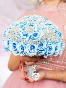 Bahama Blue Quinceanera pillows set and teddy bear - Image 3