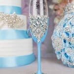 Light blue 1 quinceanera champagne glass