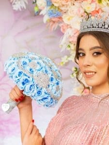 Light blue quinceanera bouquet 13 inches - Image 11