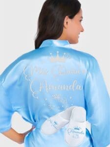Quinceanera Light Blue with Silver robe with slippers - Image 3