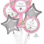 Communion Day Girl Foil Balloon Bouquet (5 Balloons)