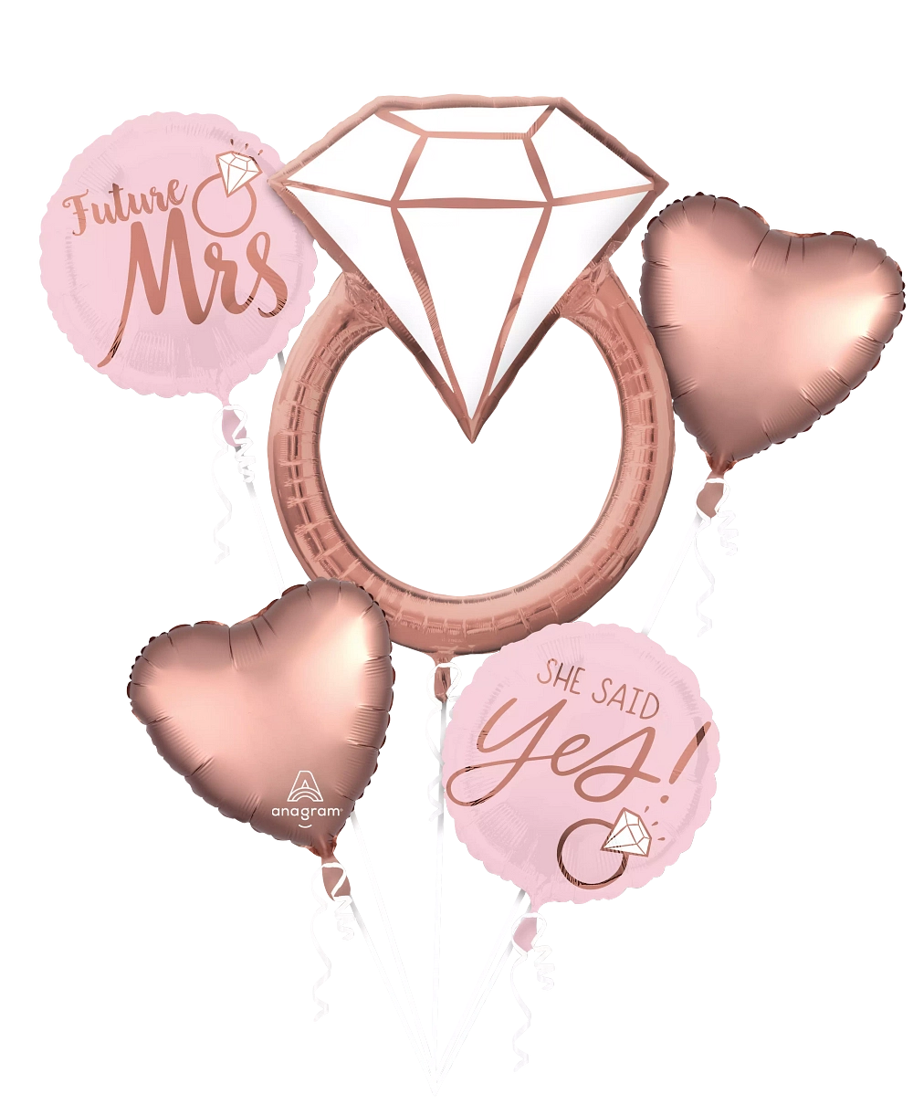 39716-Blush-Wedding.webp Blush Wedding Foil Balloon Bouquet (5 Balloons) - Image 1