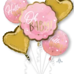 Pink Baby Girl Foil Balloon Bouquet (5 Balloons)
