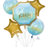 Blue Baby Boy Foil Balloon Bouquet (5 Balloons)