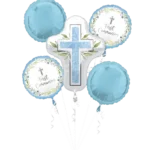 My First Communion Blue Foil Balloon Bouquet (5 Balloons)