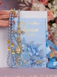 Light blue gold quinceanera money card box - Image 3