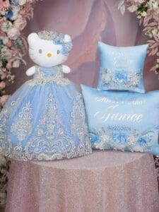 Bahama Blue Quinceanera pillows set and kitty
