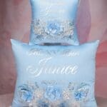 Light blue Cinderella theme quinceanera pillows set