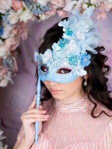 Light Blue Quinceanera masquerade mask - Image 2