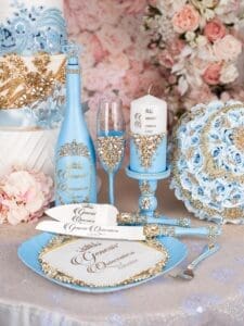 Light blue gold quinceanera money card box - Image 8