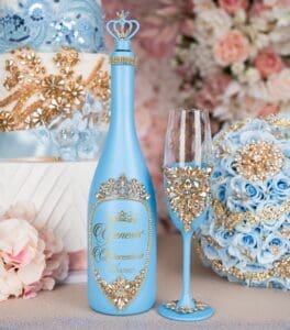 Light blue gold quinceanera money card box - Image 11